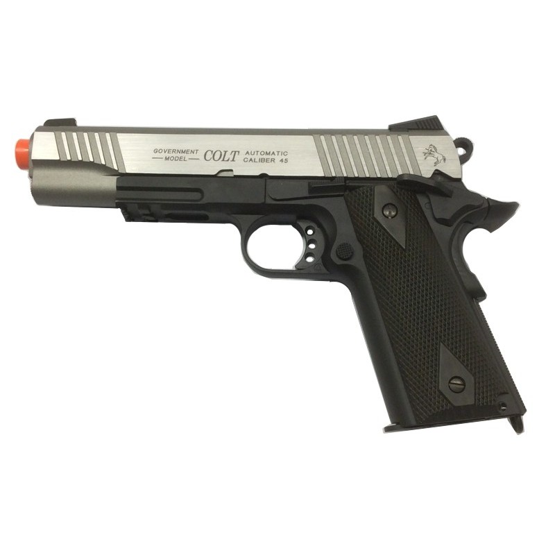 CYBERGUN PISTOLA SOFTAIR CO2 COLT 1911 RAIL GUN BICOLORE SATINATO SCARRELLANTE