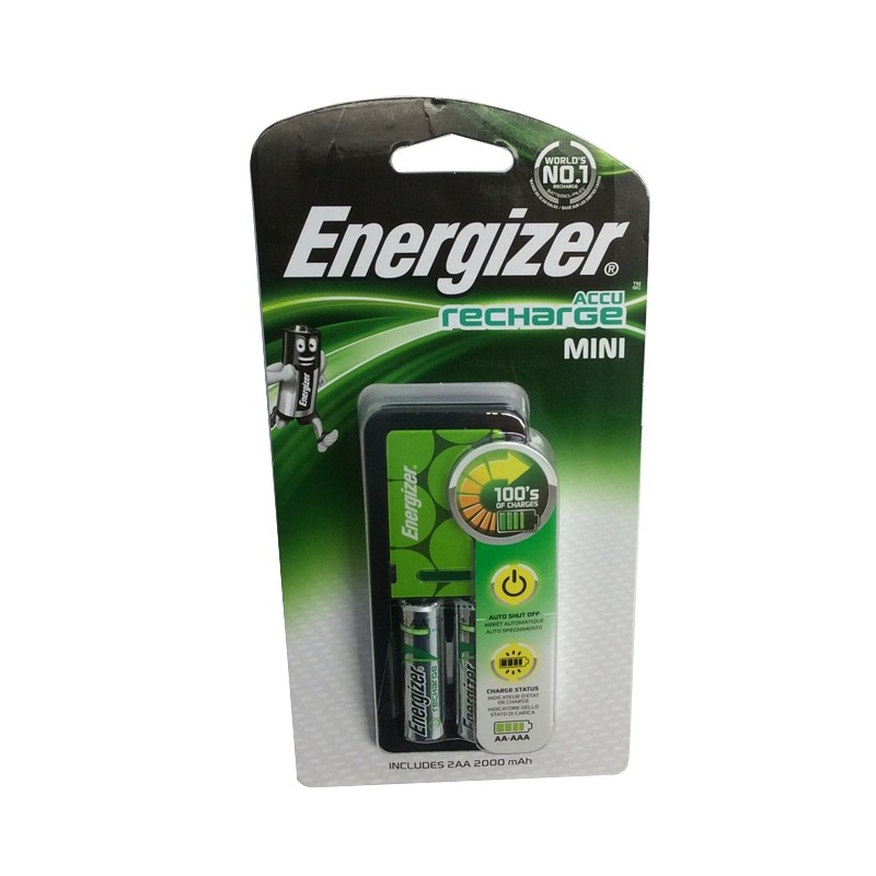 ENERGIZER CARICA BATTERIE CH2PC3 MINI EU con 2 BATTERIE AA POWER PLUS 2000mAh 