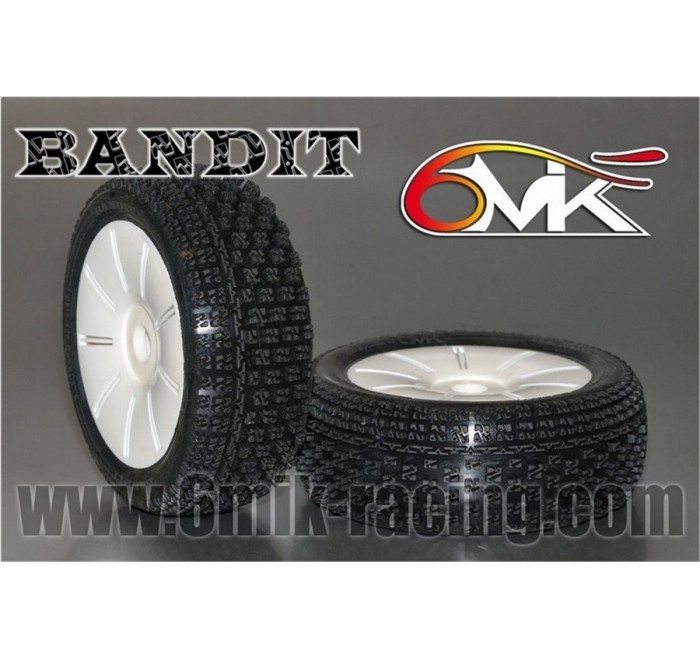 6MIK COPPIA GOMME 1/8 OFFROAD BANDIT 0/18-¦ INCOLLATE SU CERCHIO 