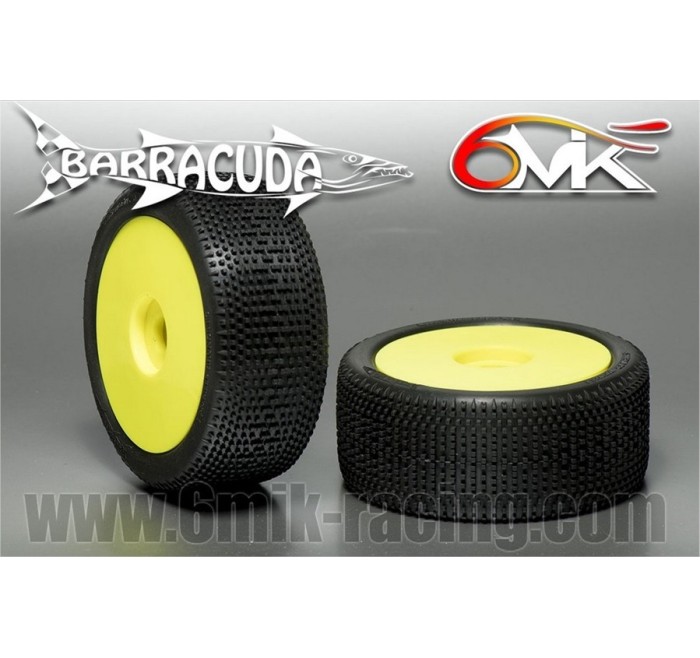 6MIK COPPIA GOMME 1/8 OFFROAD BARRACUDA 15/25-¦ INCOLLATE SU CERCHIO 