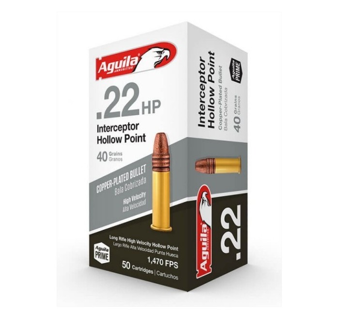 AGUILA CARTUCCE CAL .22 INTERCEPTOR HP 40grs *Conf. 50pz.*