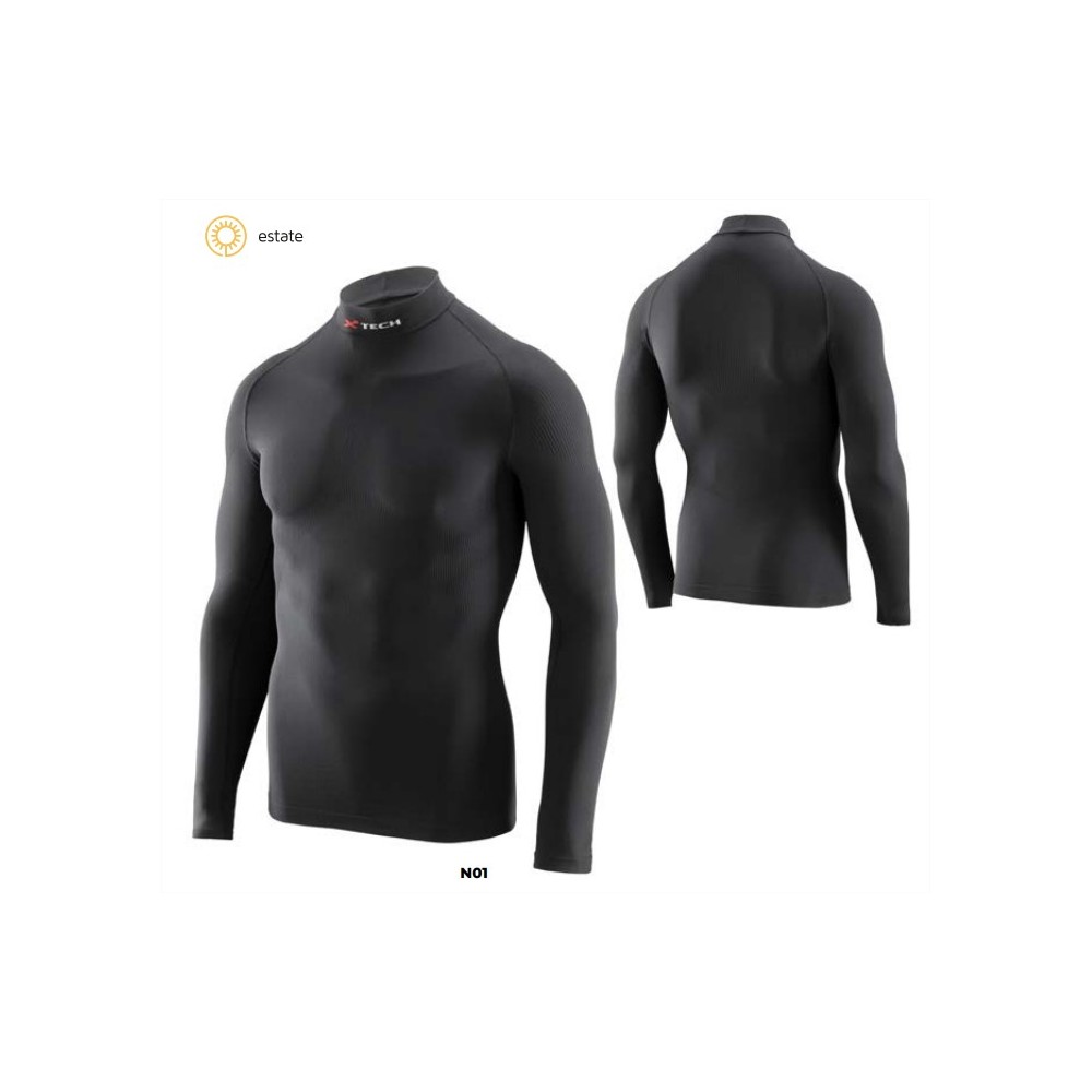 Xtech Maglia Tecnica Oxygen Estiva Lupetto Manica Lunga Nero