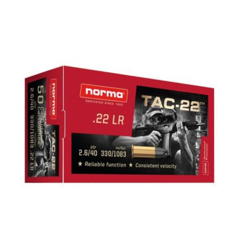 NORMA CARTUCCE CAL .22LR TAC-22 40grs *Conf. da 50pz*