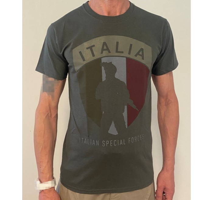 DEATH HOUSE T-SHIRT ITALIAN SPECIAL FORCES SCUDETTO ANTRACITE