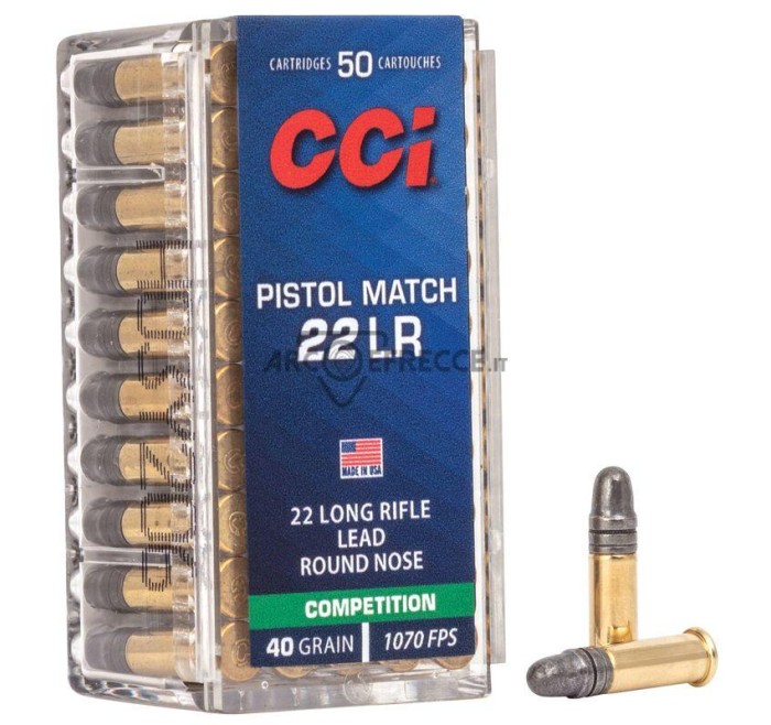 CCI CARTUCCE CAL. 22LR PISTOL MATCH 40grs LRN COMPETITION *Conf. da 50pz* 